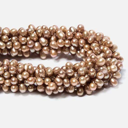 6x4mm Latte Brown Top Drilled Oval Freshwater Pearls 16 inch 78 pieces
