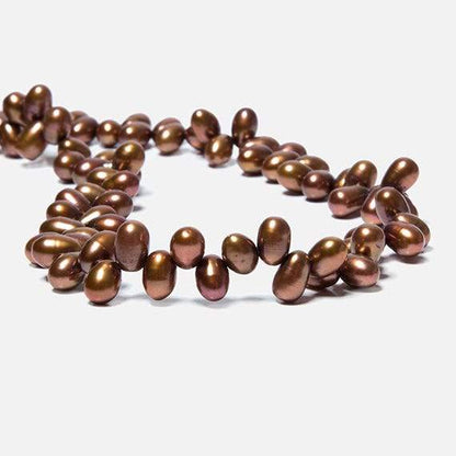 6x4mm Copper Top Drilled Oval Freshwater Pearls 16 inch 78 pieces