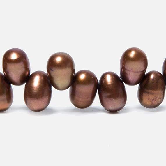 6x4mm Copper Top Drilled Oval Freshwater Pearls 16 inch 78 pieces