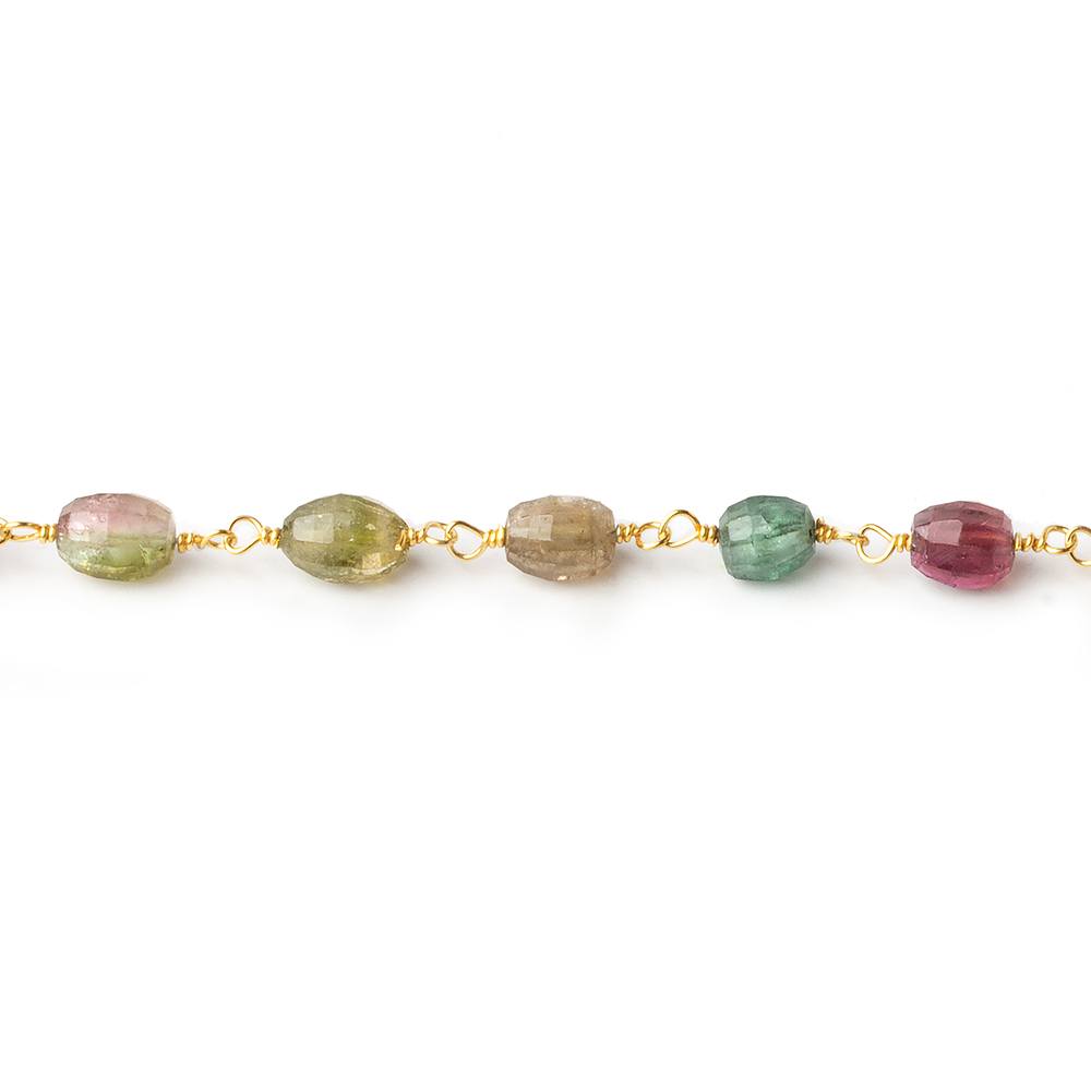 6x4mm Multi Color Tourmaline faceted oval Vermeil Chain by the foot