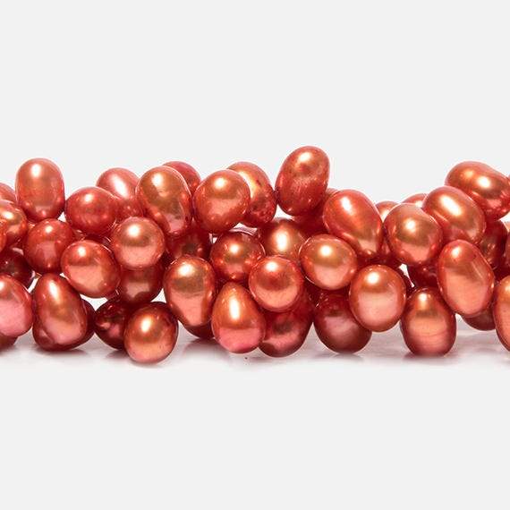 6x4mm Orange Top Drilled Oval Freshwater Pearls 16 inch 78 pcs