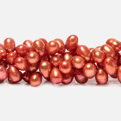 6x4mm Orange Top Drilled Oval Freshwater Pearls 16 inch 78 pcs