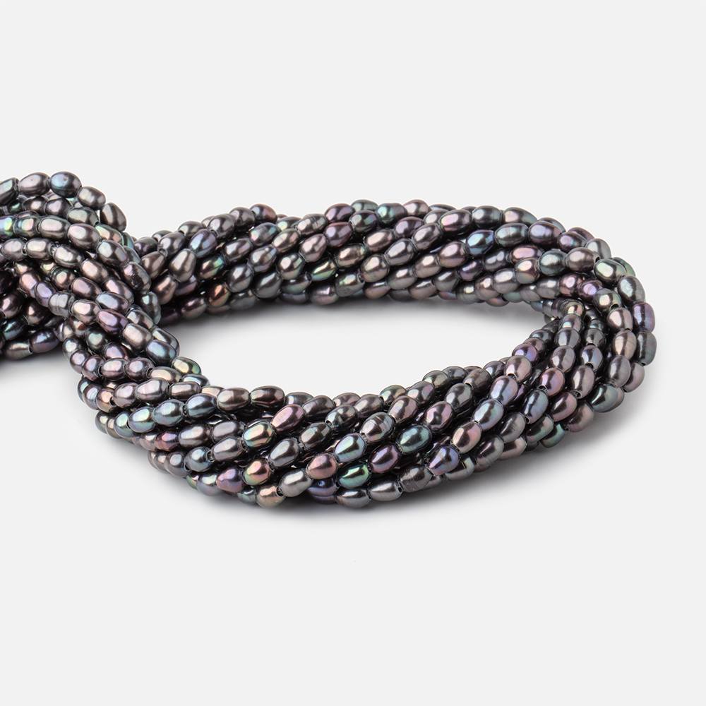 6x4mm Peacock Large Hole Oval Freshwater Pearls 1.5mm drill hole 15 inch 64 pcs