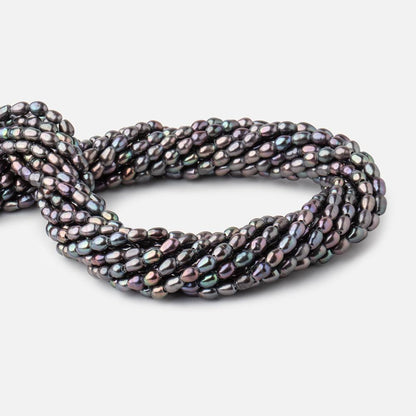 6x4mm Peacock Large Hole Oval Freshwater Pearls 1.5mm drill hole 15 inch 64 pcs