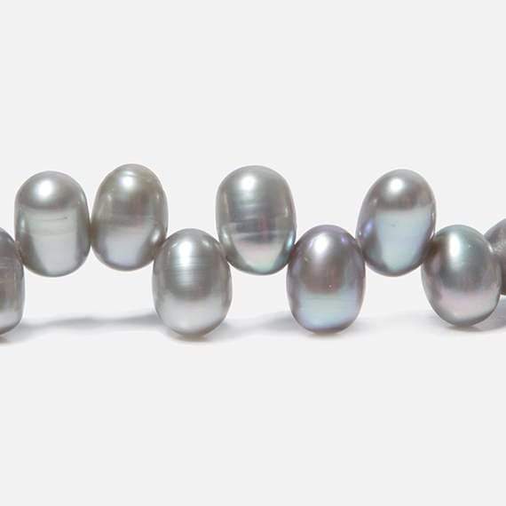 6x4mm Silver Top Drill Oval Freshwater Pearl 16 inch 78 pieces