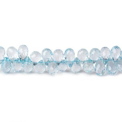 6x4mm Sky Blue Topaz Faceted Tear Drop Beads 8 inch 89 pieces