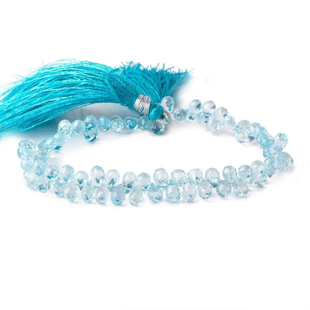 6x4mm Sky Blue Topaz Faceted Tear Drop Beads 8 inch 89 pieces