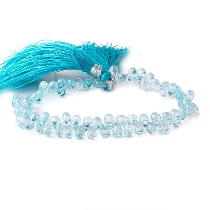 6x4mm Sky Blue Topaz Faceted Tear Drop Beads 8 inch 89 pieces