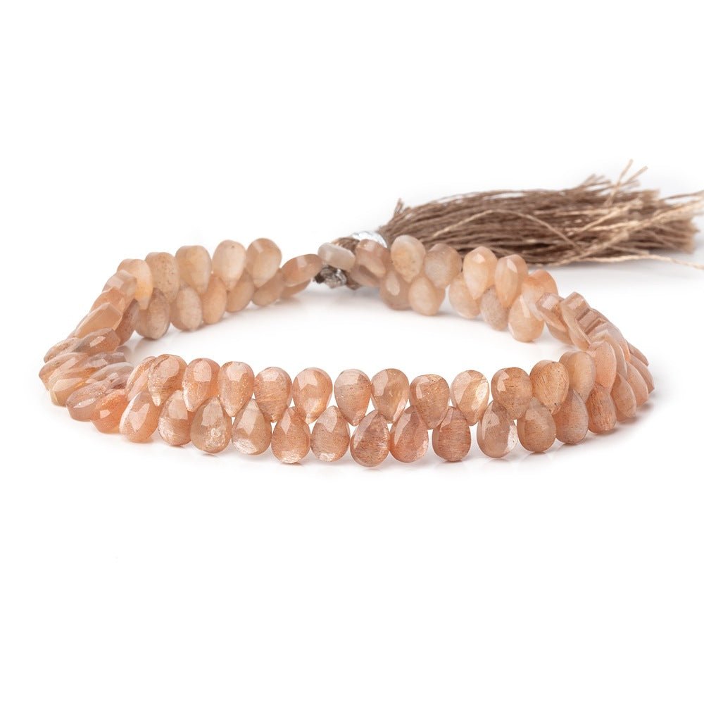 6x4mm Sunstone & Moonstone Micro Faceted Pears 7.5 inch 78 Beads AAA