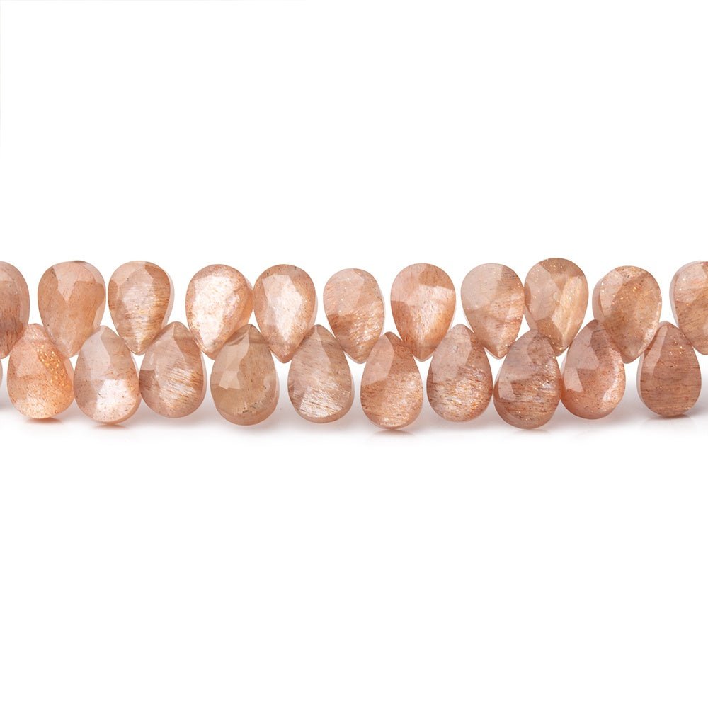 6x4mm Sunstone & Moonstone Micro Faceted Pears 7.5 inch 78 Beads AAA