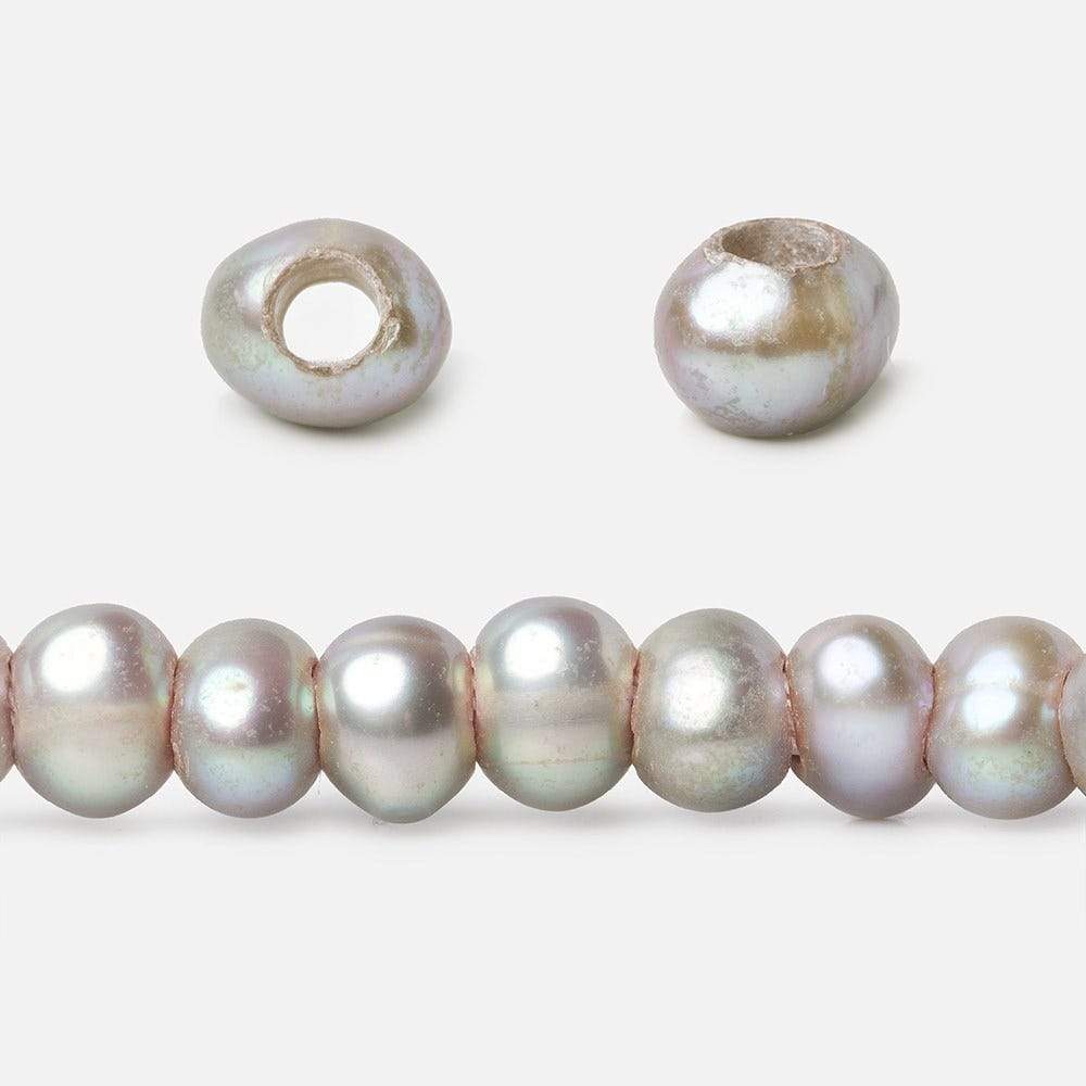 6x4mm Warm Silver 2.5mm Large Hole Off Round Pearl 15 inch 88 pieces