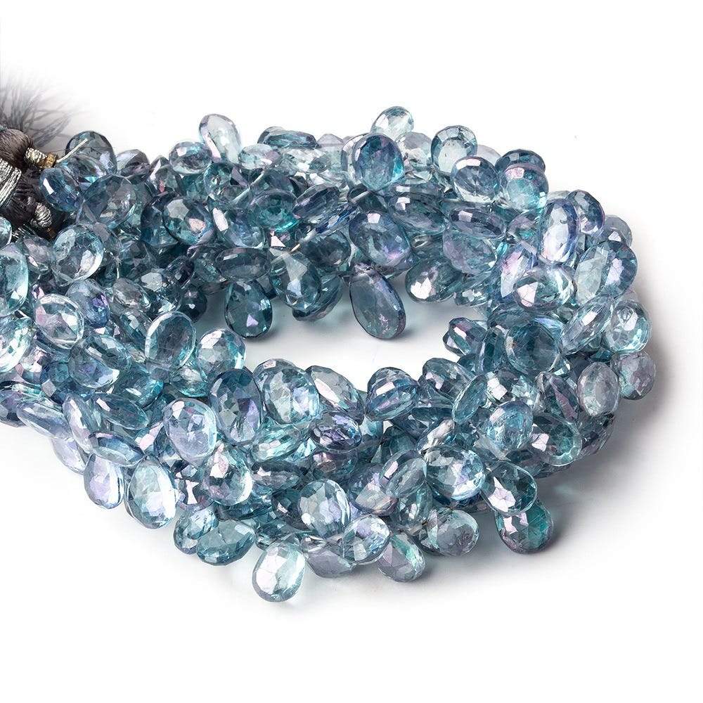 5x7mm Mystic Blue Topaz faceted pear beads 8 inch 63 pieces