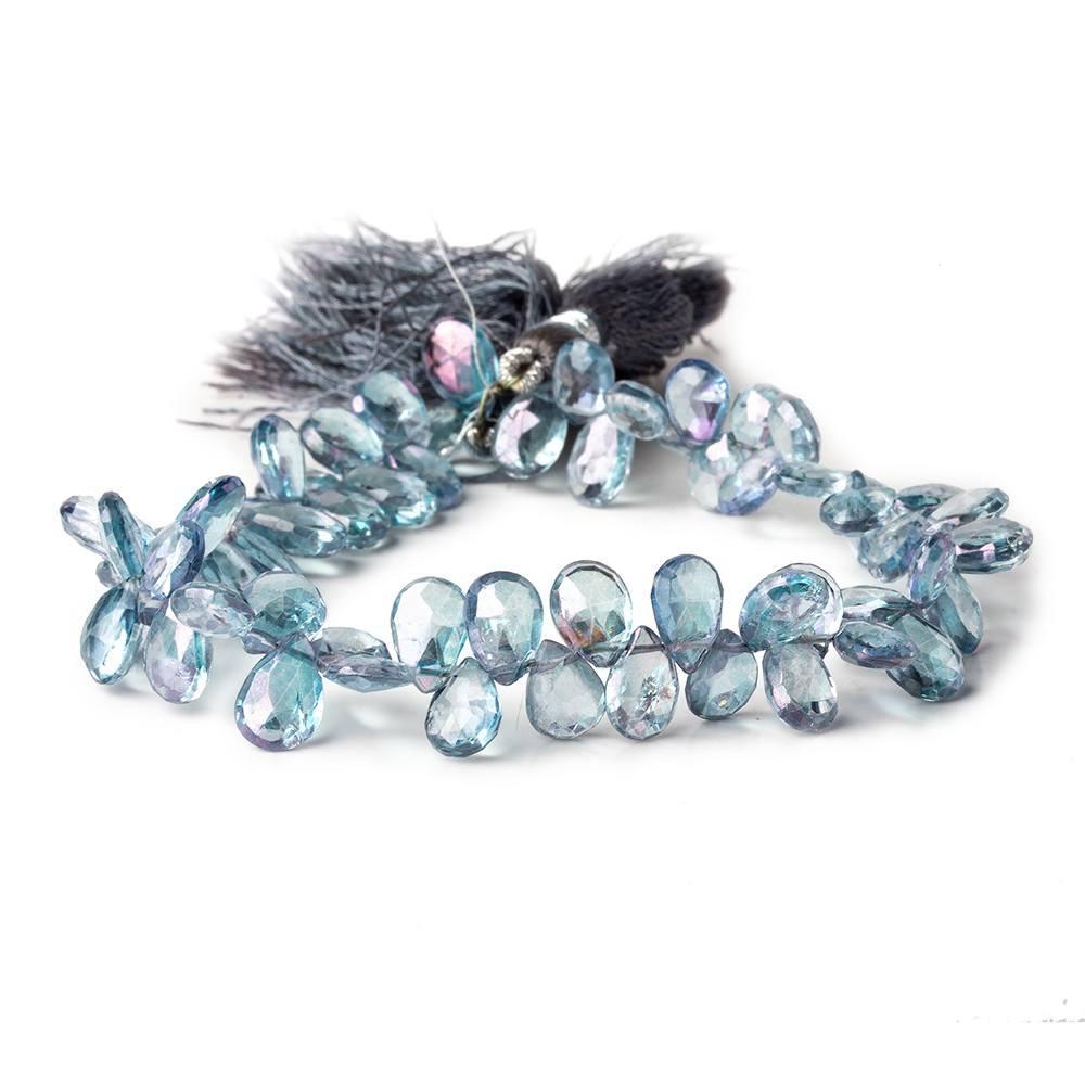 5x7mm Mystic Blue Topaz faceted pear beads 8 inch 63 pieces