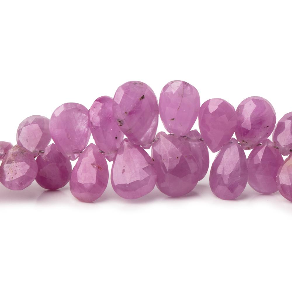 6x5-10x7mm Burma Ruby Faceted Pear Beads 8 inch 76 pieces AA