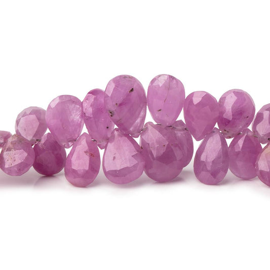 6x5-10x7mm Burma Ruby Faceted Pear Beads 8 inch 76 pieces AA