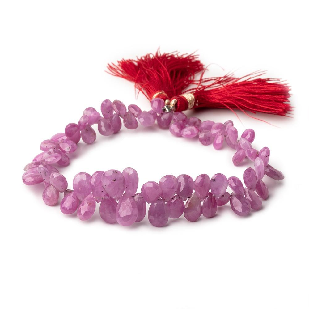 6x5-10x7mm Burma Ruby Faceted Pear Beads 8 inch 76 pieces AA