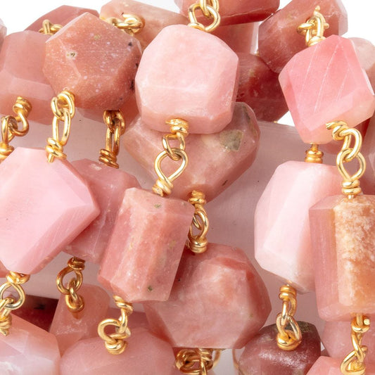 6x5-10x8mm Pink Peruvian Opal Faceted Nugget Beads on Vermeil Chain