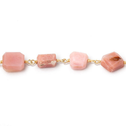 6x5-10x8mm Pink Peruvian Opal Faceted Nugget Beads on Vermeil Chain