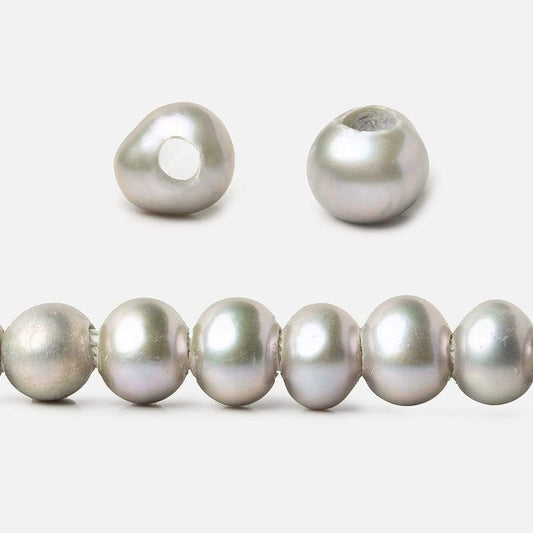 6x5-6.5x6mm Rose' Silver Off Round 2.5mm Large Hole Freshwater Pearl 75 pieces