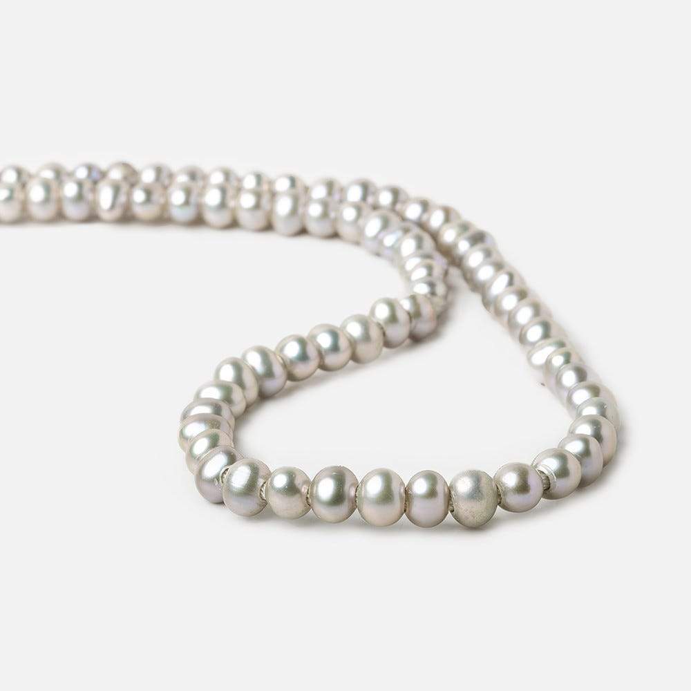 6x5-6.5x6mm Rose' Silver Off Round 2.5mm Large Hole Freshwater Pearl 75 pieces