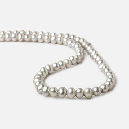 6x5-6.5x6mm Rose' Silver Off Round 2.5mm Large Hole Freshwater Pearl 75 pieces