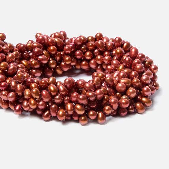 5x7mm Brick Red Top Drilled Oval Freshwater Pearls 16 inch 84 pieces