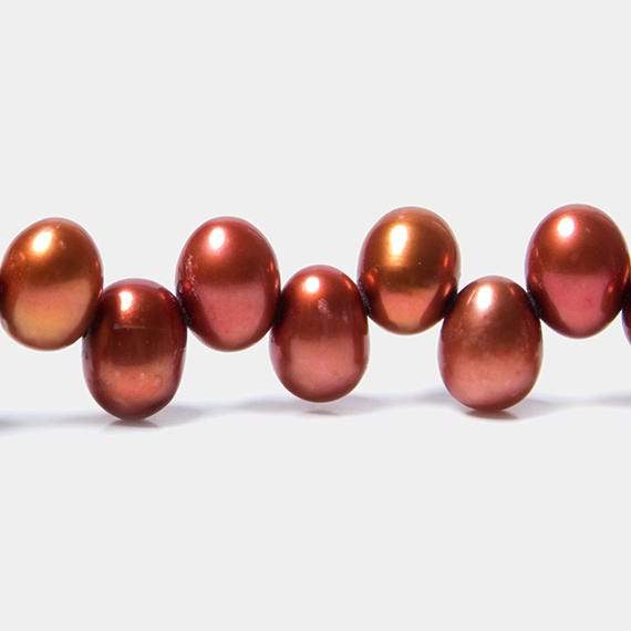 5x7mm Brick Red Top Drilled Oval Freshwater Pearls 16 inch 84 pieces