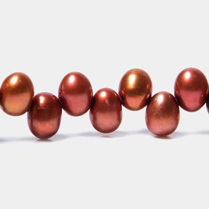 5x7mm Brick Red Top Drilled Oval Freshwater Pearls 16 inch 84 pieces