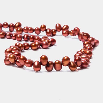 5x7mm Brick Red Top Drilled Oval Freshwater Pearls 16 inch 84 pieces