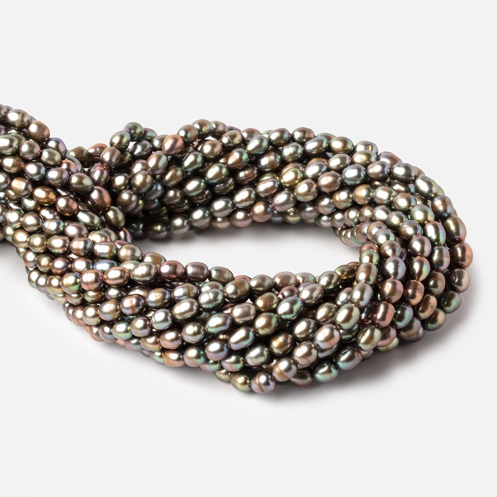 6x5-7x5mm Forest Green Oval Freshwater Pearls 15.5 inch 60 pieces