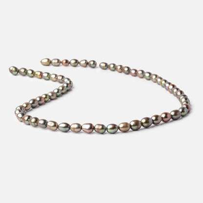 6x5-7x5mm Forest Green Oval Freshwater Pearls 15.5 inch 60 pieces