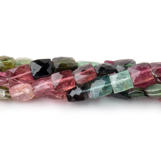 6x5-7x5mm Multi Color Tourmaline Faceted Rectangle Beads 14.5 inch 54 pieces AA