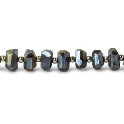 6x5-7x5mm Mystic Labradorite center drilled faceted nuggets 8 inch 33 beads