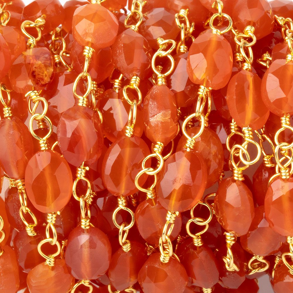 6x5-7x6mm Carnelian Faceted Ovals on Gold Plated Chain