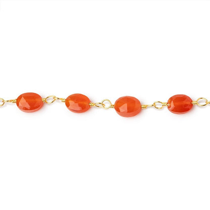 6x5-7x6mm Carnelian Faceted Ovals on Gold Plated Chain