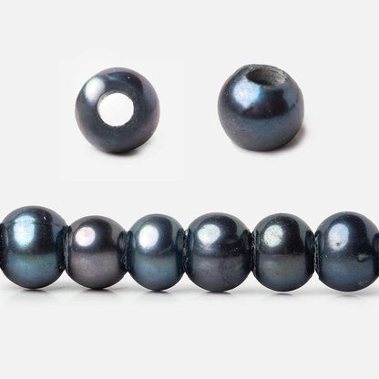 6x5-7x6mm Dark Peacock Off Round 2.5mm Large Hole Freshwater Pearl 75 pcs