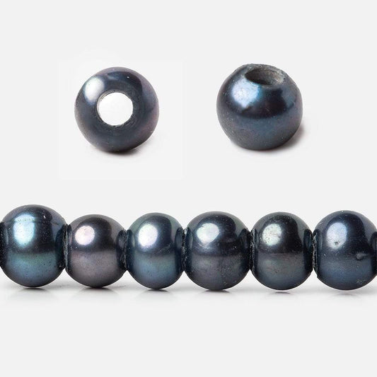6x5-7x6mm Dark Peacock Off Round 2.5mm Large Hole Freshwater Pearl 75 pcs