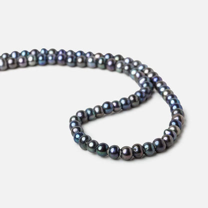 6x5-7x6mm Dark Peacock Off Round 2.5mm Large Hole Freshwater Pearl 75 pcs