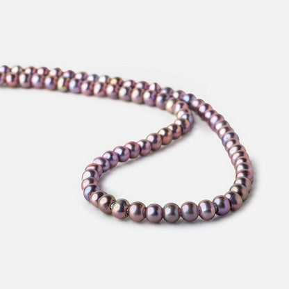 6x5-7x6mm Pink Peacock Silver Off Round 2.5mm Large Hole Freshwater Pearl 75 pcs