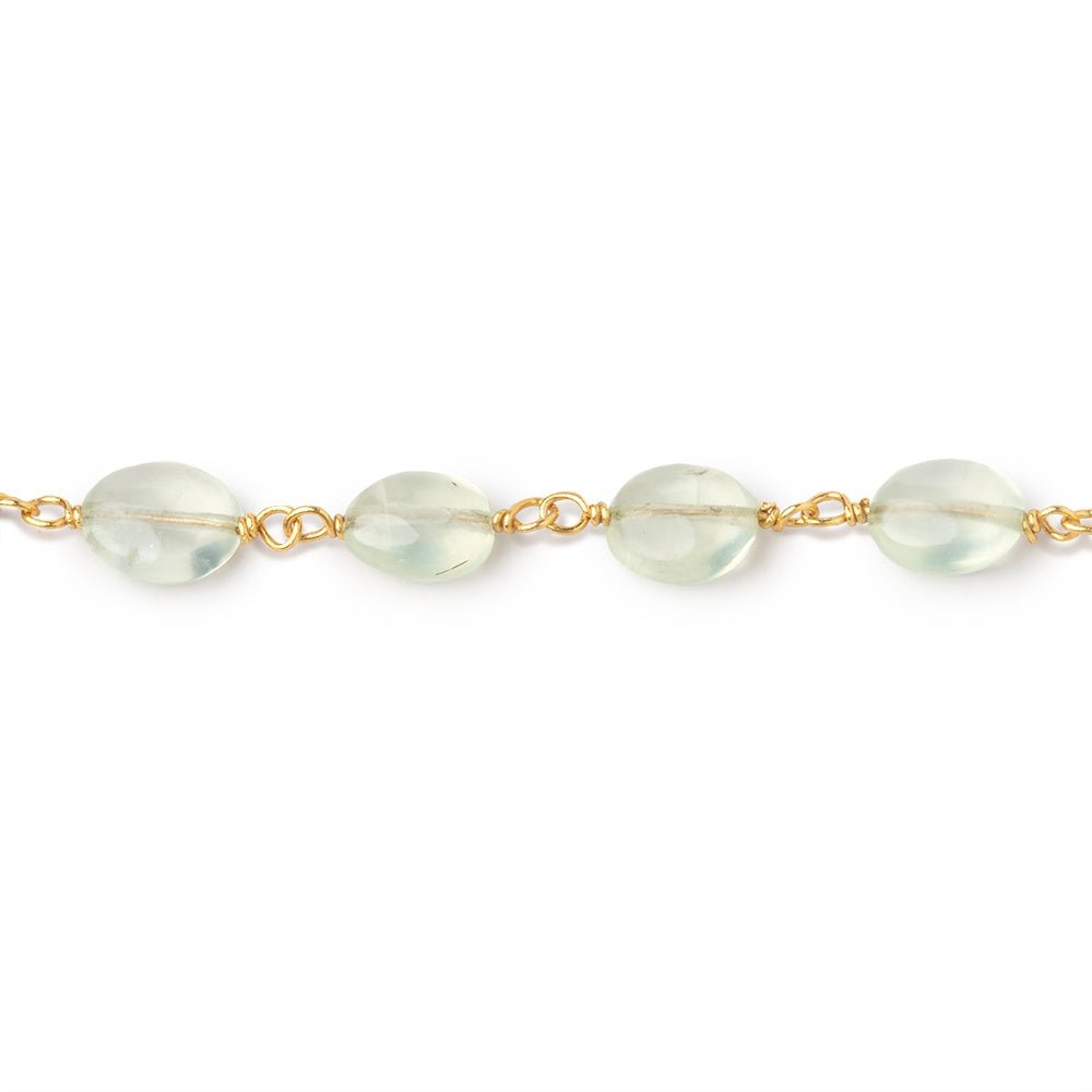 6x5-7x6mm Prehnite Plain Oval Beads on Vermeil Chain