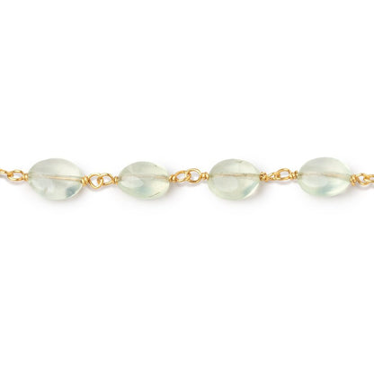 6x5-7x6mm Prehnite Plain Oval Beads on Vermeil Chain