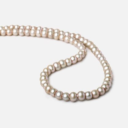 6x5-7x6mm Venetian Silver Off Round 2.5mm Large Hole Freshwater Pearl 75 pieces