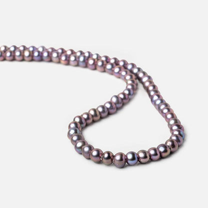 6x5-7x6mm Violet Peacock Off Round 2.5mm Large Hole Freshwater Pearl 75 pcs