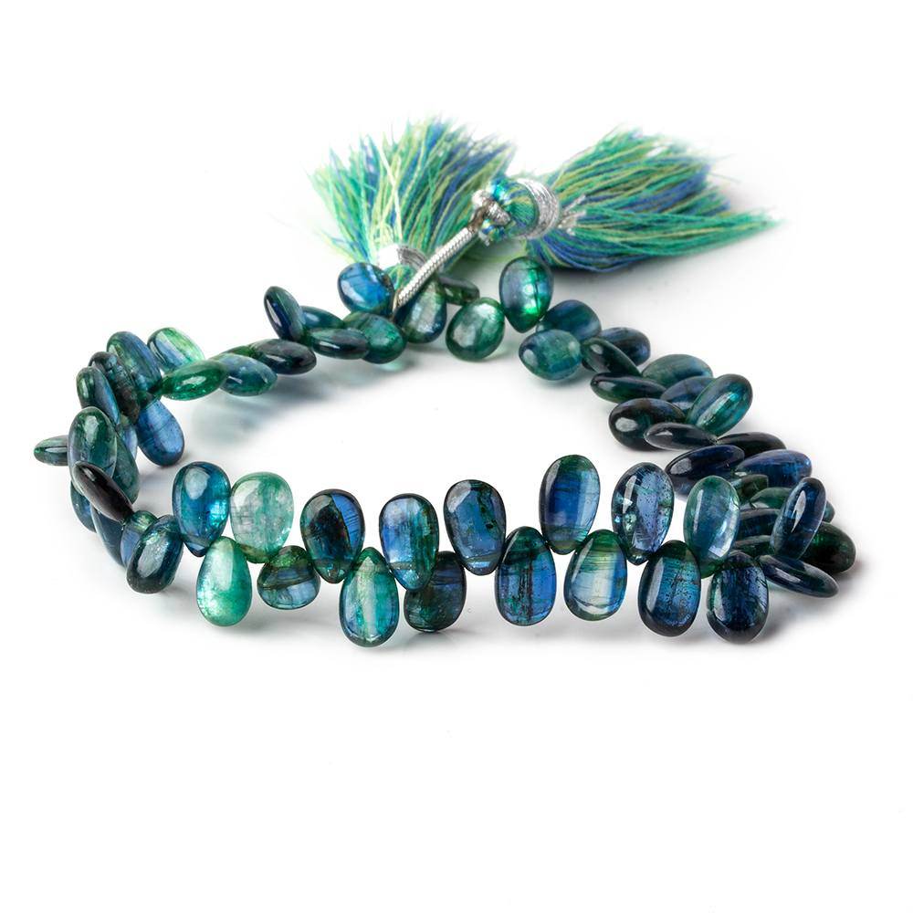 6x5-8x5mm Green Blue Kyanite Plain Pear Beads 8 inch 63 beads