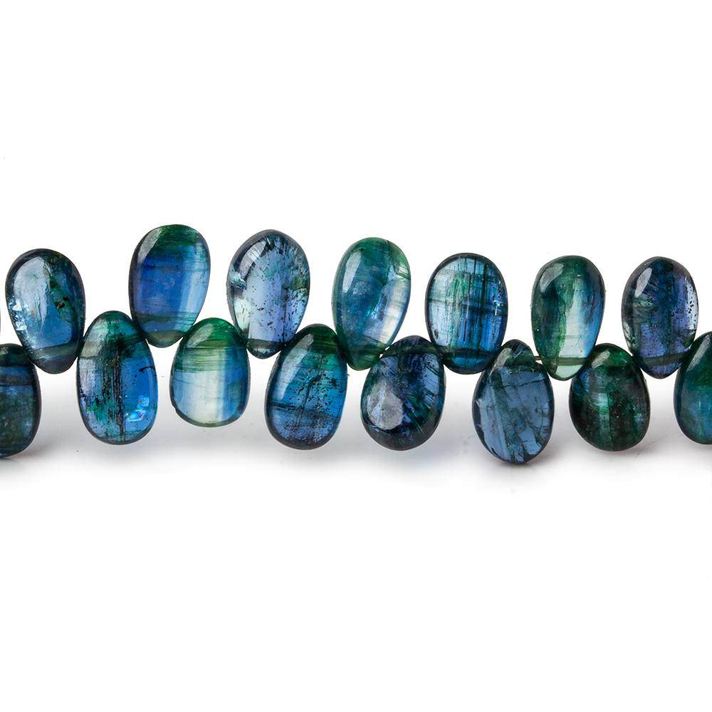 6x5-8x5mm Green Blue Kyanite Plain Pear Beads 8 inch 63 beads