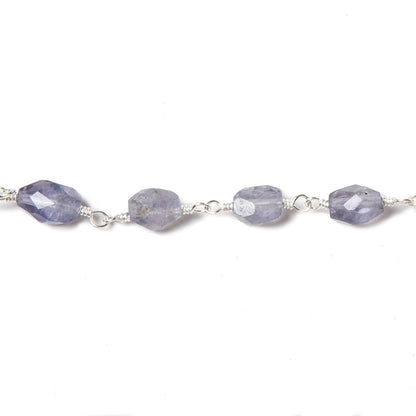 6x5-8x5mm Iolite faceted nugget Silver Chain by the foot 21 pieces