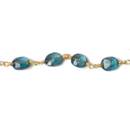 6x5-8x5mm London Blue Topaz Beads Faceted Oval with Vermeil Chain by the foot