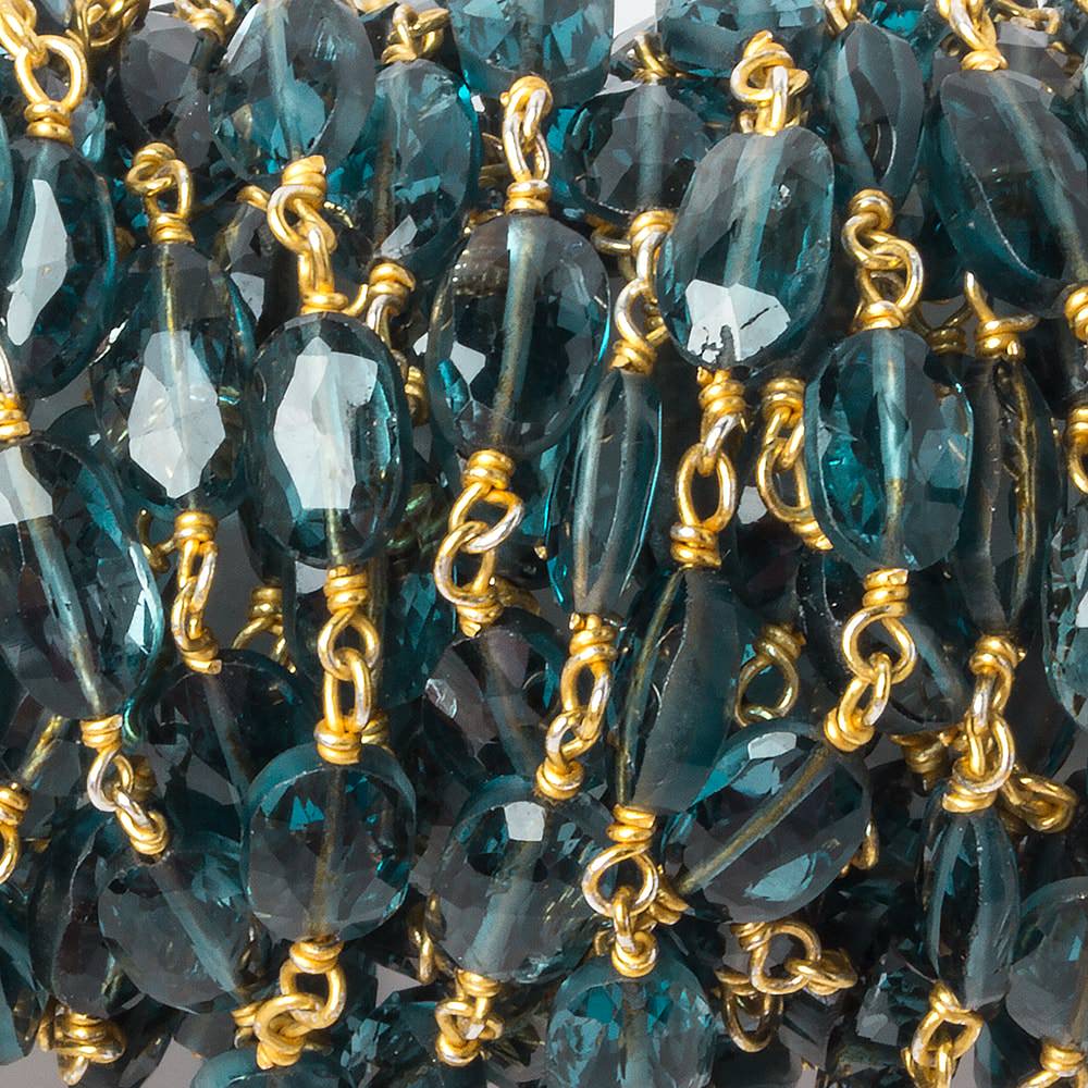 6x5-8x5mm London Blue Topaz Beads Faceted Oval with Vermeil Chain by the foot