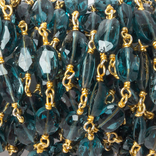 6x5-8x5mm London Blue Topaz Beads Faceted Oval with Vermeil Chain by the foot