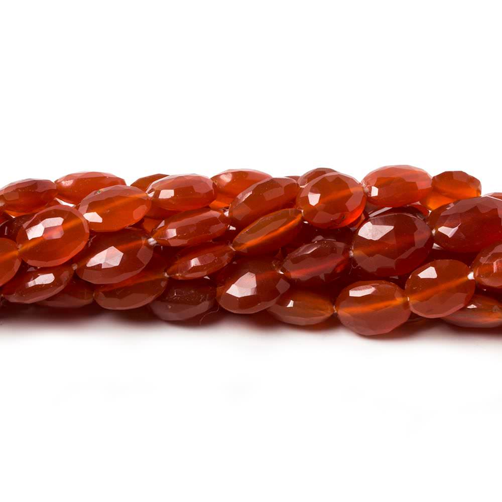 6x5-8x6mm Carnelian Faceted Oval Straight Drilled Beads 8 inch 23 pieces